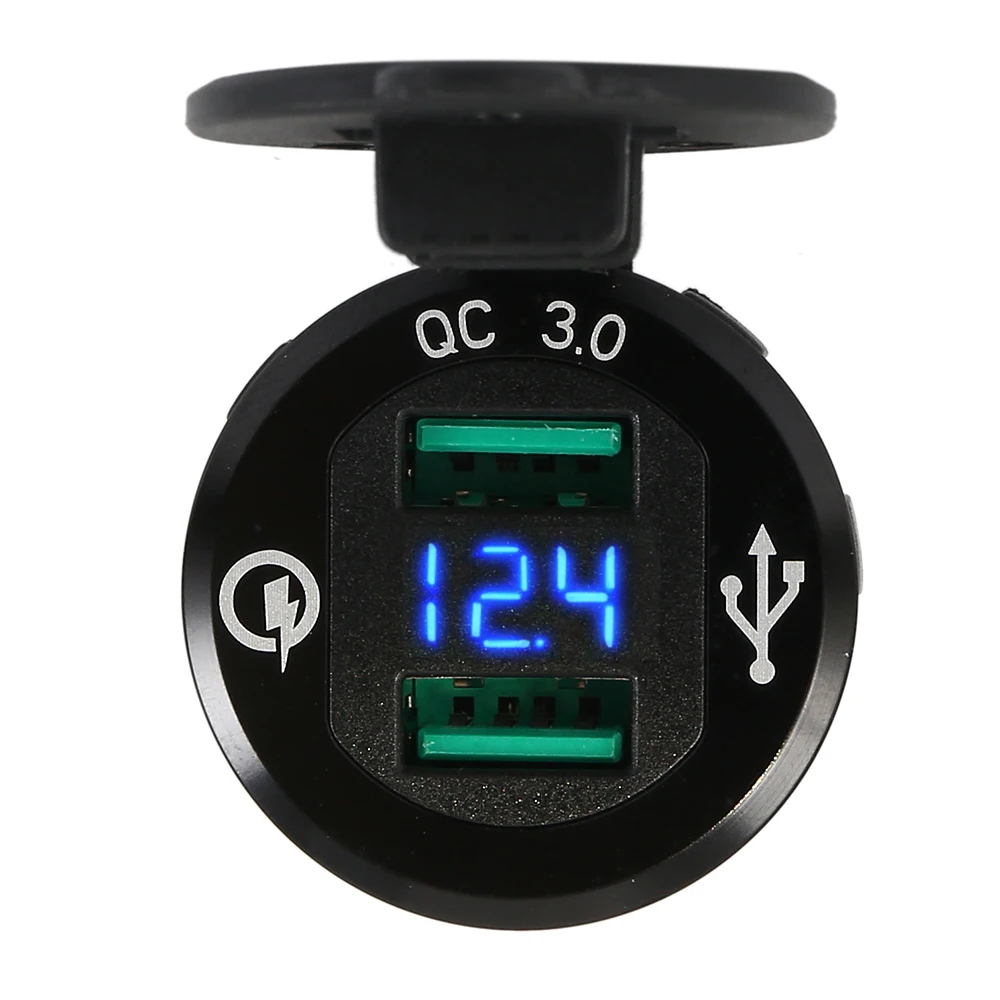 

Quick Charge 3.0 Dual USB Motorcycle Charger for BMW Hella DIN Plug Socket LED Display QC 3.0 Moto Cigarette Lighter Adapter