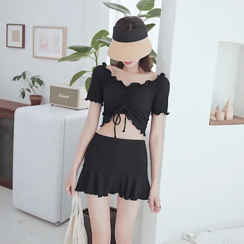 

Ladies Swimwear For Womens Bathing Suits 2019 Summer Beach Swimsuit Push Up Texture Black Smoke Rope Block Long Sleeve Print