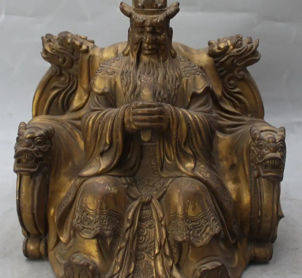 8"Chinese Myth Bronze Dragon God King Lord God of Rain Longwang Long