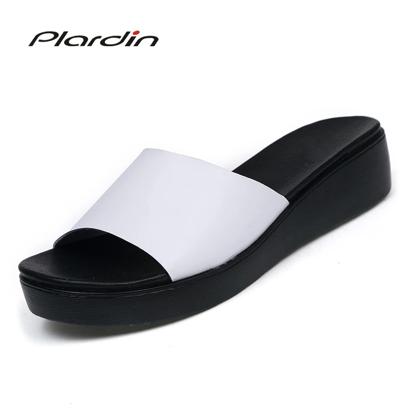 

Plardin New Bohemia Summer Casual Women Wedges Flat Sandals Platform Woman Ladies Beach Shoes Flip Flops Genuine Leather Shoes