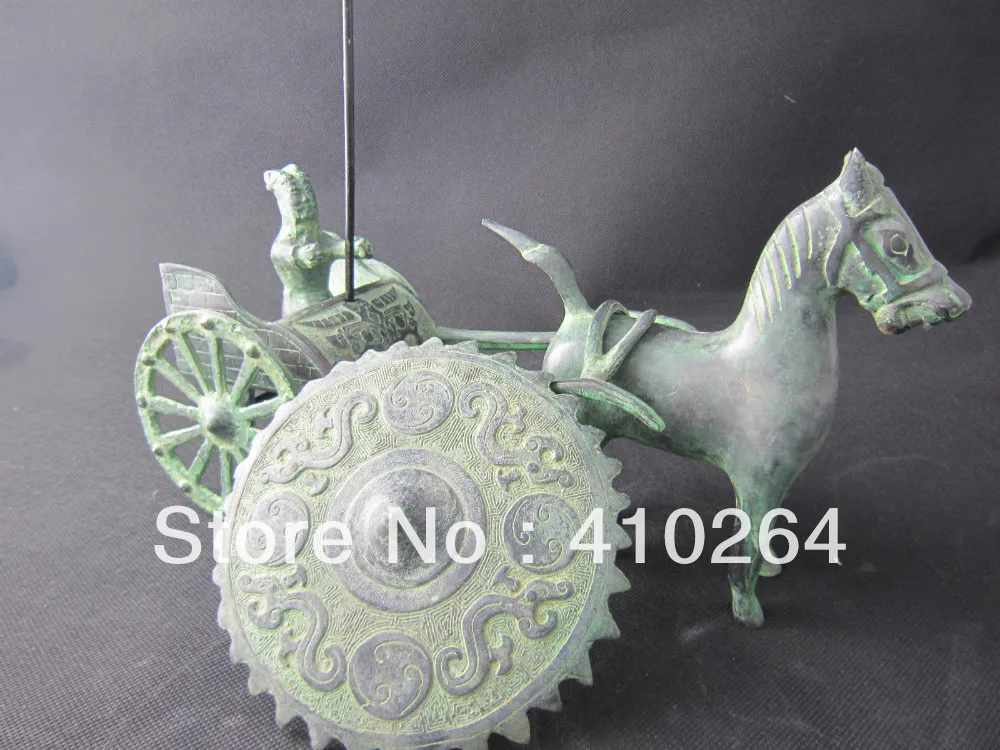 

] Shipping Bronze animal characters military chariot bronze terracotta warriors 11.2 inche Statue discount 30%