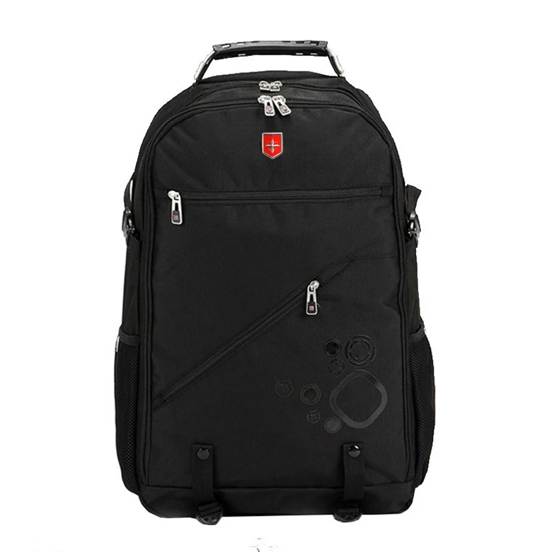 Швейцарский многофункциональный мужской рюкзак большой емкости повседневные компьютерные сумки женские дорожные рюкзаки с водонепроницаемым 18 дюймовым рюкзаком - Цвет: Black