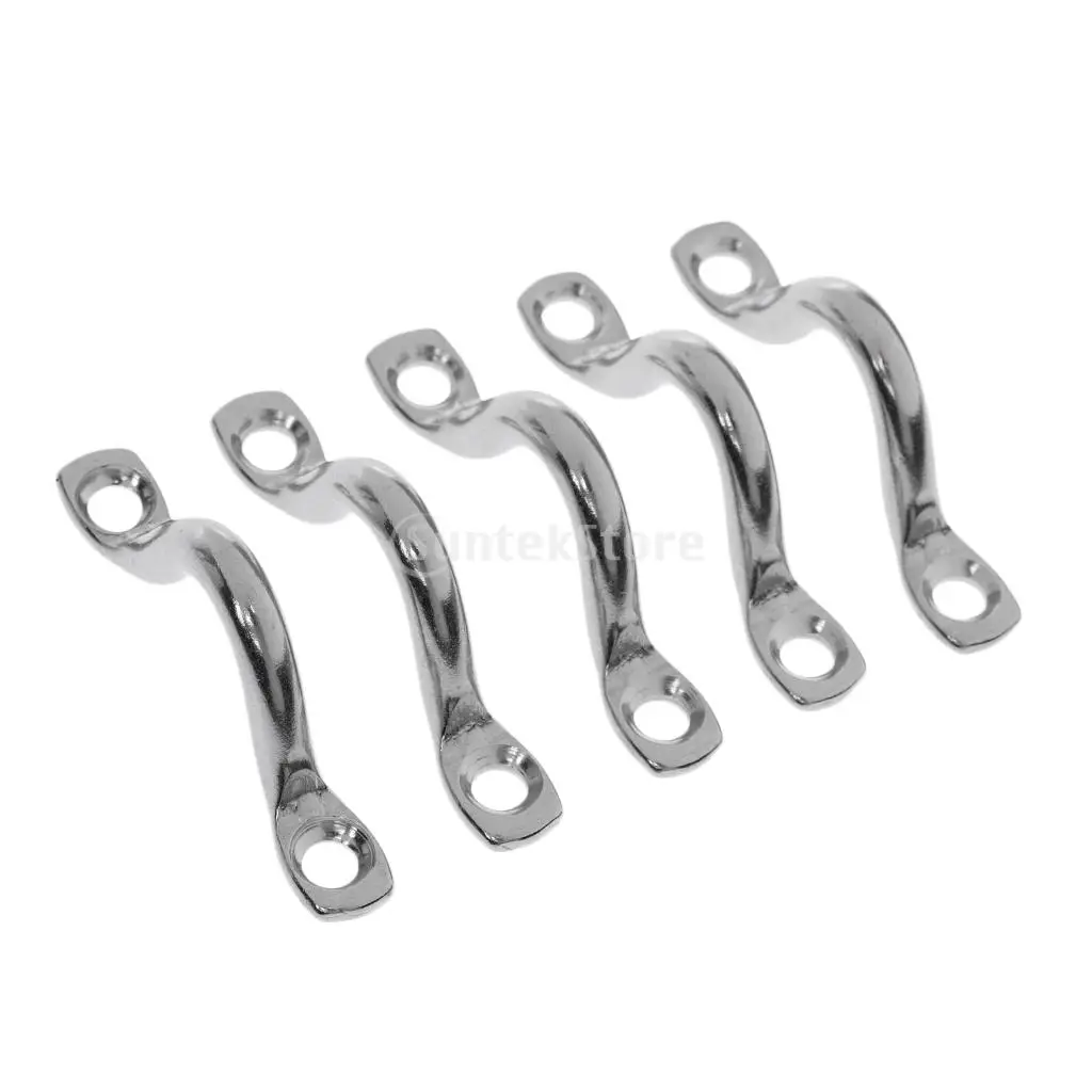 

5PCS Stainless Steel Pad Eye Straps Kayak Canoe Deck Loops Tie Down Anchor Points Footman's Loop for Boat Marine