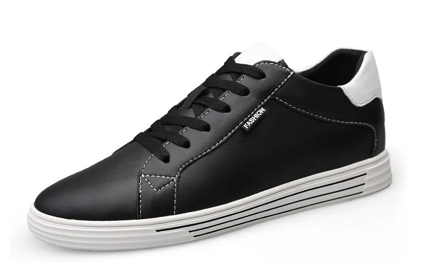 Мужская повседневная обувь, увеличивающая рост; Новинка; кожаная обувь, увеличивающая рост на 6 см; мужские модные кроссовки для мальчиков и студентов; обувь для отдыха - Цвет: black