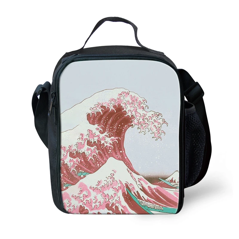 Onda de Impressão dos Desenhos Bolsas de Piquenique à Prova Mulheres Crianças Lunchbags Thikin Animados Meninas Bolsa Lunchbag Criança Isolados Lancheira Térmica d’ Água