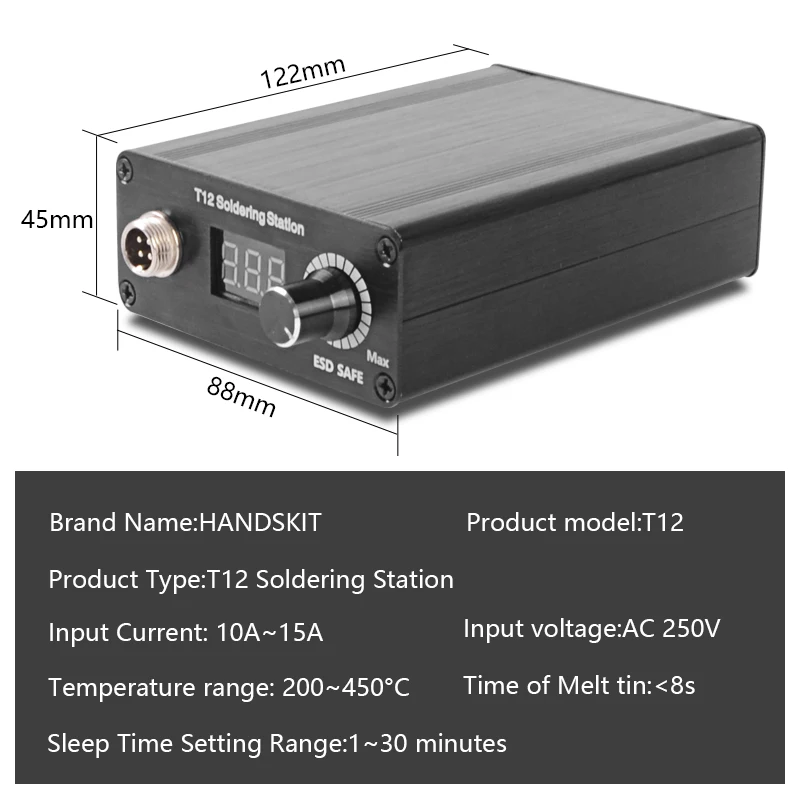 T12 паяльная станция электрическая с цифровым дисплеем Регулируемая температура Портативная паяльная станция с паяльным утюгом