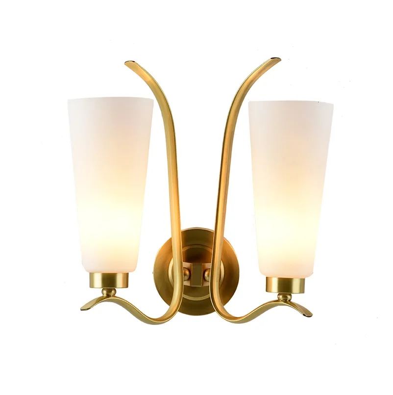 

New York Design 35cm Brass Wall Lamp with Glass Shade