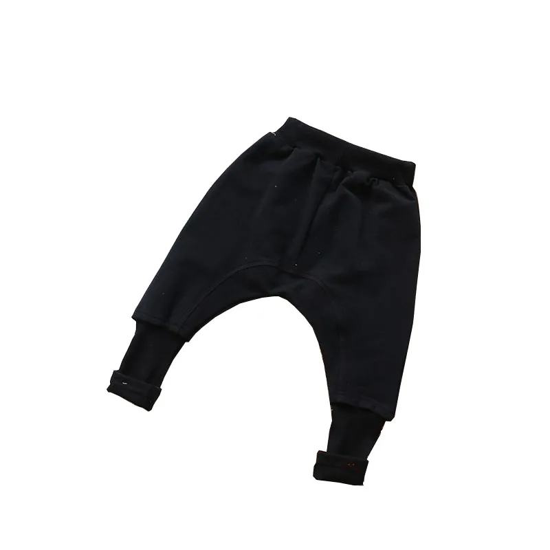 Штаны для мальчиков детская одежда на весну и осень детские штаны для маленьких мальчиков, брюки штаны-шаровары для девочек милые однотонные штаны из хлопка серого и черного цвета