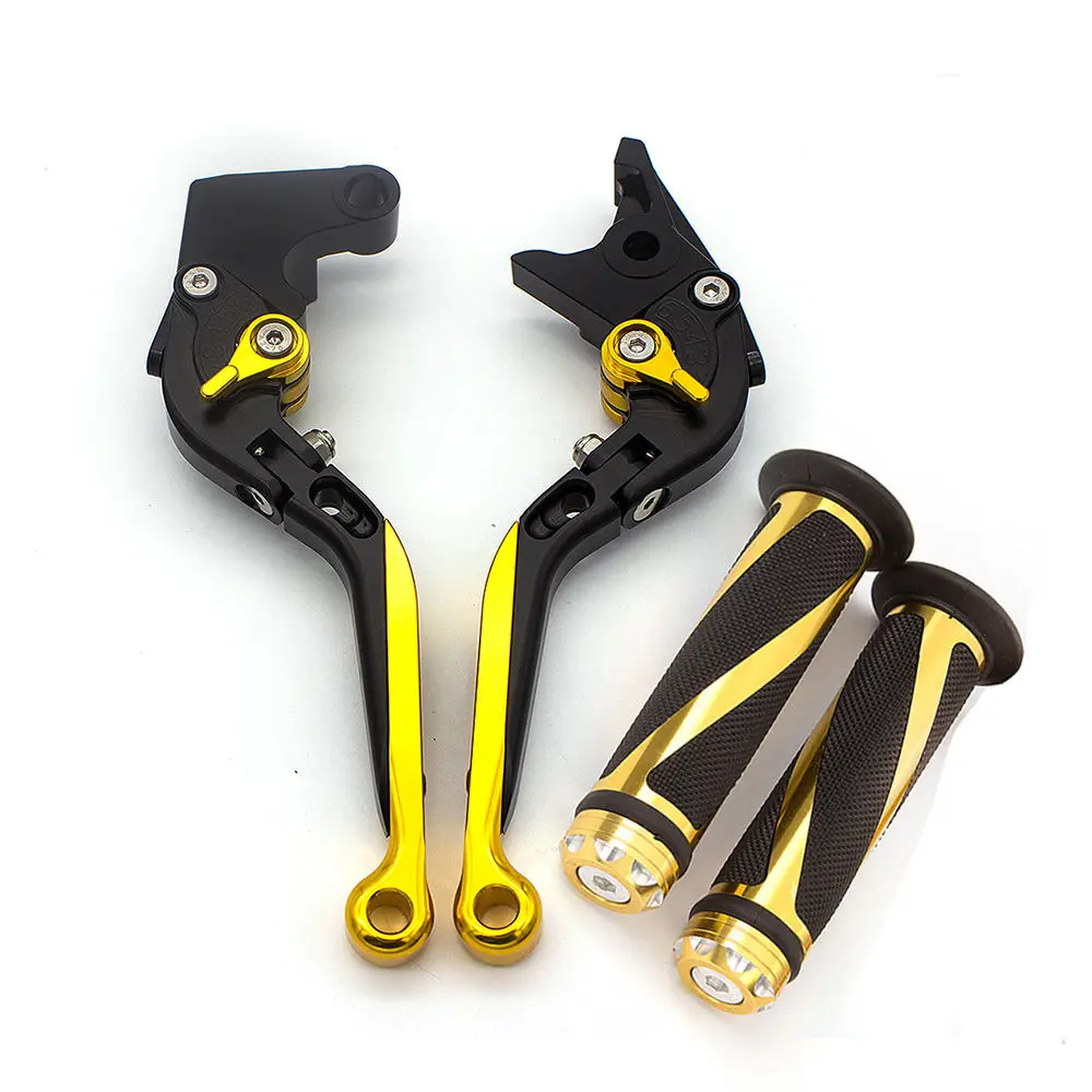 For Honda CBR125 CBR 125 2004- Aluminum Adjustable Folding Extendable Motorcycle Brake Clutch Levers& Handle Grips Set - Цвет: Gold Lever-Grip