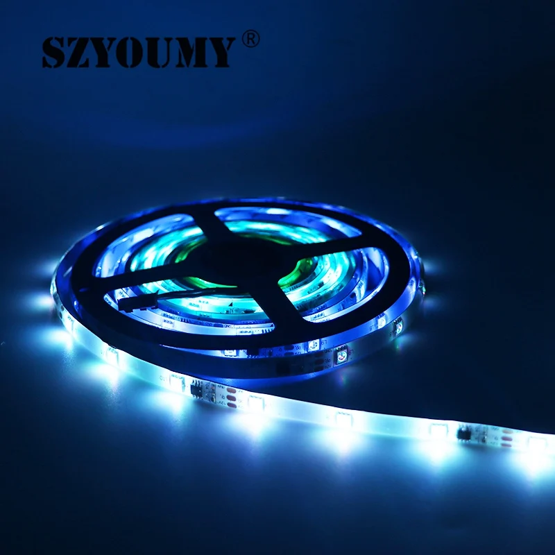 SZYOUMY 5050 SMD светодиодный полосы света smart 1903 IC RGB светодиодный Пикселей Ленты адресуемых цифровой IP67 Водонепроницаемый + RF пульт