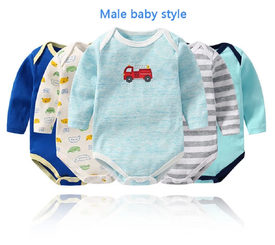 

5 Pc/lot Baby Triangle Long Sleeve Climbing Clothing 0-24 Months Baby Boys Girls Cotton Cartoon Rompers