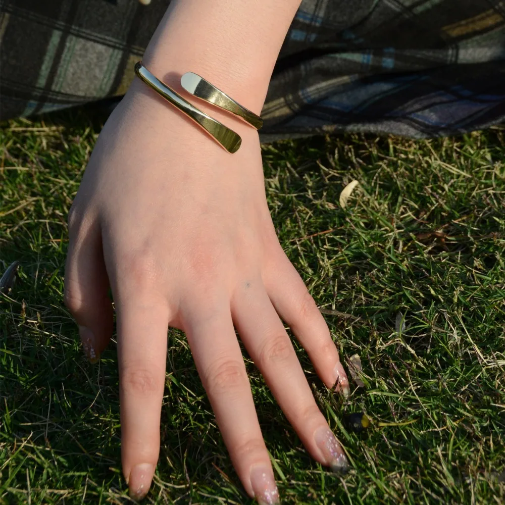 ONSTALL-brazalete de acero inoxidable forjado, pulsera minimalista, joyería artesanal, redondo, 1/4 pulgadas