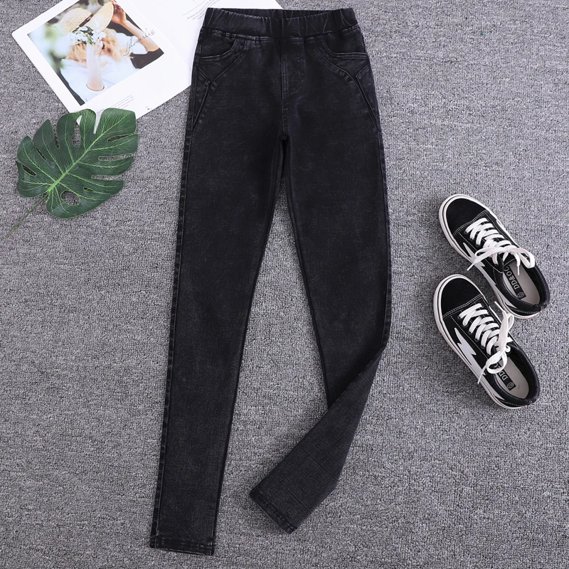 jeans women with high waist Elastic plus size Softener Skinny Pencil denim Pants gary blue100kg jeans women with high waist Elastic plus size Softener Skinny Pencil denim Pants gary blue100kg