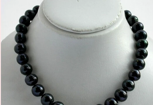 

N1903 NICE round Tahitian black FWF pearl necklace magnet Z NEW