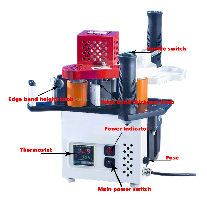 110 В/220 В деревообрабатывающий портативный Кромкооблицовочный станок с кромкой толщиной 0,3~ 3 мм KM08