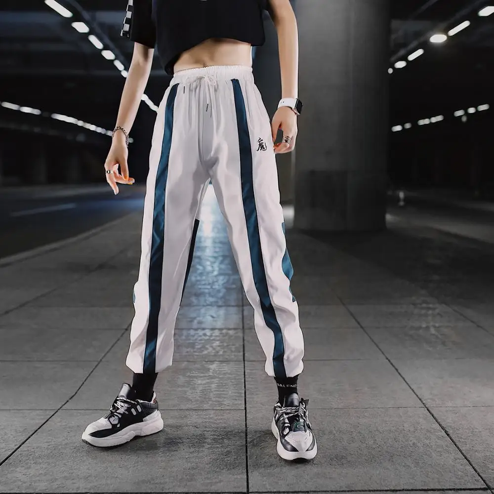 

Fashion Women's Contrast Color Patchwork Hip Hop Pants Summer Thin Mid Waist Trousers Casual Loose Cargo Pants Female Streetwear