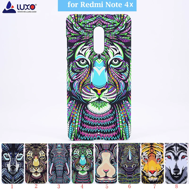 

for Xiaomi Redmi Note 4X Forest King Case Aztec Animals Lion Wolf Owl Pattern PC Hard Glow In The Dark Luminous Case Cover