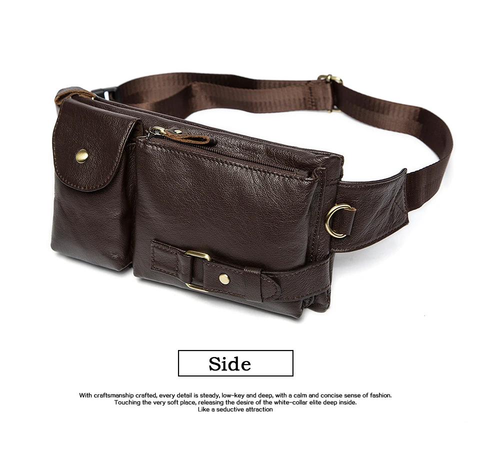 MVA Casual Men Waist Pack Genuine Leather Men`s Chest Bag Men Leather Messenger Bag Cow Leather Coin Purse Bags