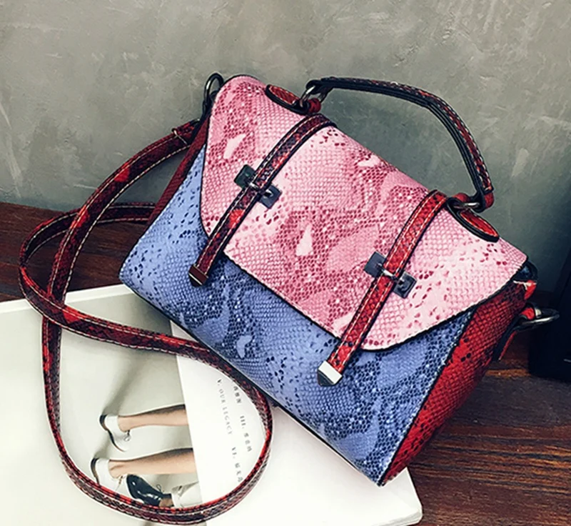 Fashion Japan Python Style Women Brand Handbags Soft PU Leather Women Top Handle Bag Casual Tote ...