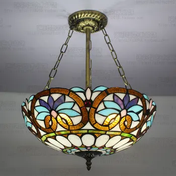 

16"tiffany Baroque Stained Glass E27 110-240v Chain Pendant Lights For Home Parlor Dining Room Scandinavian kitchen dining bar