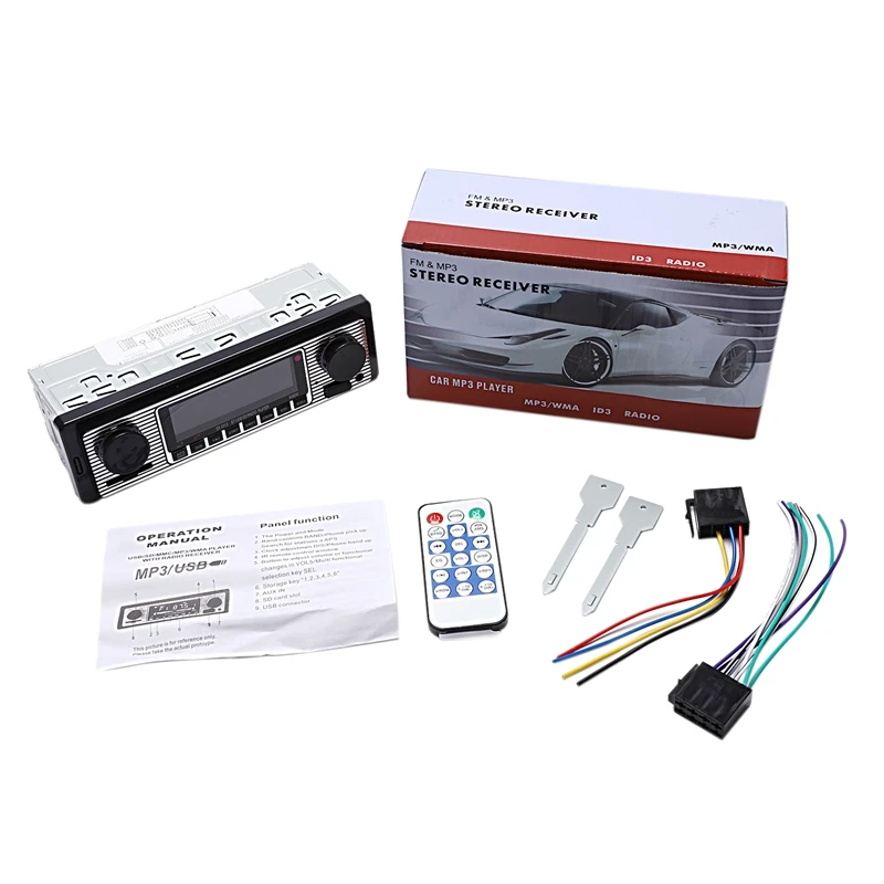 Bluetooth Vintage Car Radio Mp3 Player Stereo Usb Aux Classic Car Stereo Audio Vehicle Integrated Car Radio Mp3 Player