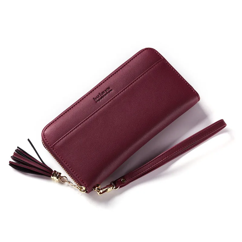 Womens Zipper Long Wallet Large Capacity Luxury PU Leather Clutch Purse