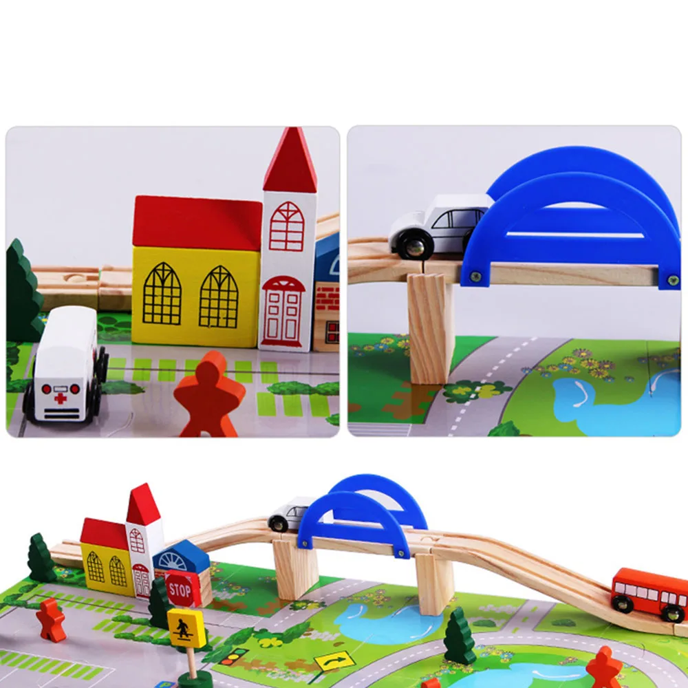 

Educational Toy 40pcs/set Diy Wooden Toys Railroad Railway Wooden Trains Track Set Building Model Blocks Toys For Children Gifts