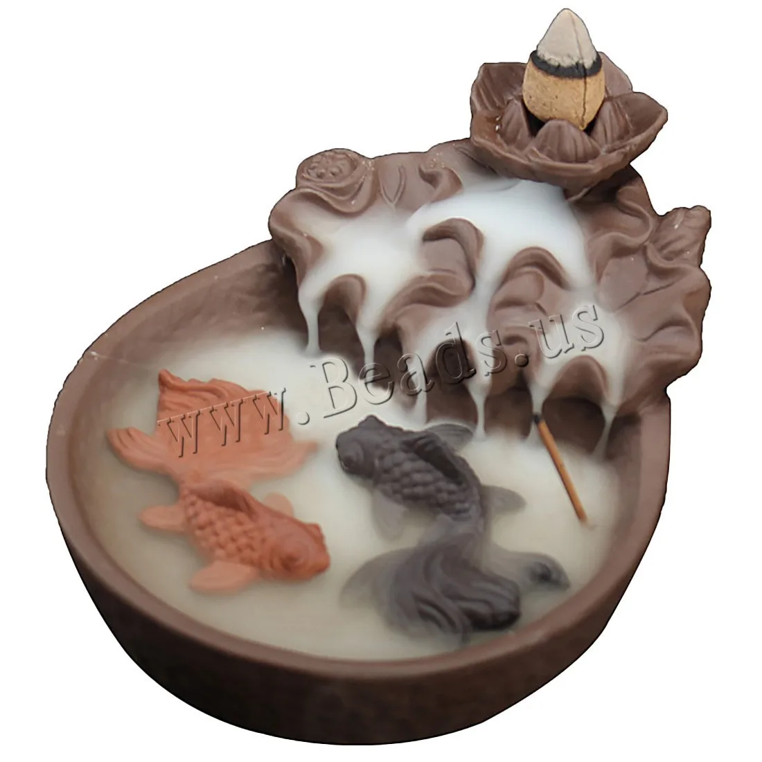Online Lotus Blume Rückfluss Weihrauch Brenner Karpfen Rauch Wasserfall Räuchergefäß Keramik Weihrauch Stick Halter Geschenk Ornamente Kreative Wohnkultur