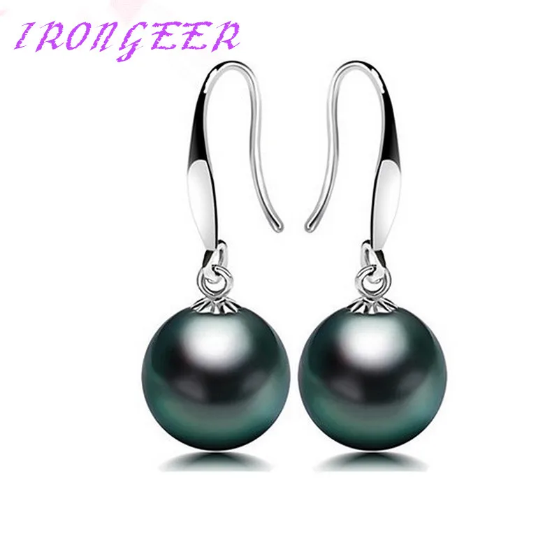 

Luxury S925 Sterling silver Earrings 10-12mm Perfect round pearl Drop Earrings Fashion pearl jewelry For women Free shipping