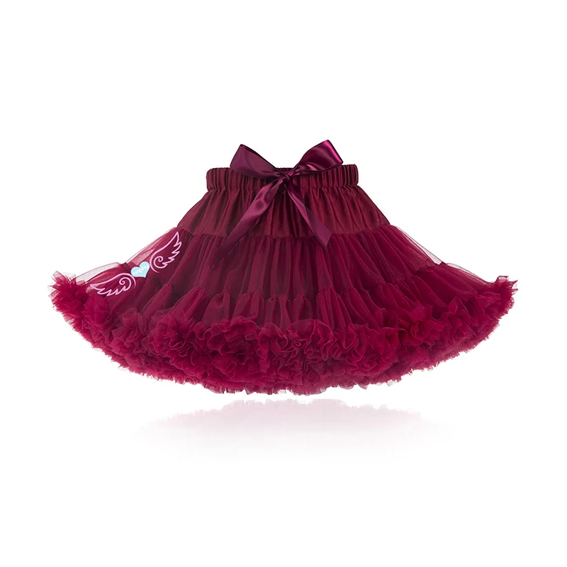 Пышная шифоновая юбка-пачка радужного цвета Праздничная юбка-пачка для принцесс юбка для праздничного торжества Юбка для танцев - Цвет: Red wine