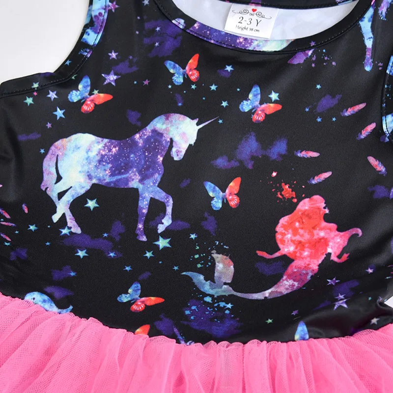 Dxton/платье для маленьких девочек; летние платья с изображением бабочки и единорога; костюм принцессы; Детские праздничные платья для девочек; детская одежда на день рождения