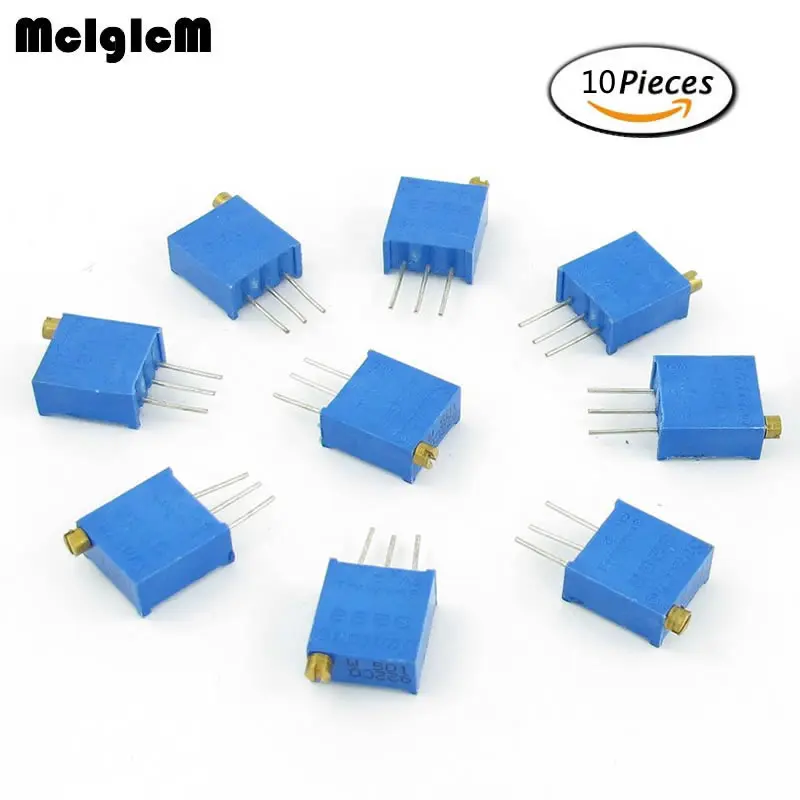 

MCIGICM 10pcs 3296W 100 200 500 ohm 1K 2K 5K 10K 20K 50K 100K 200K 500K 1M ohm Trimpot Trimmer Potentiometer