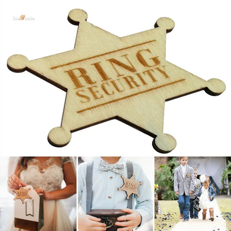 

1pcs Ring Security Wedding Badge Sign Rustic Wedding Decoration Wood Supplies Decor for Wedding Decorating PhotoBooth Props Sign