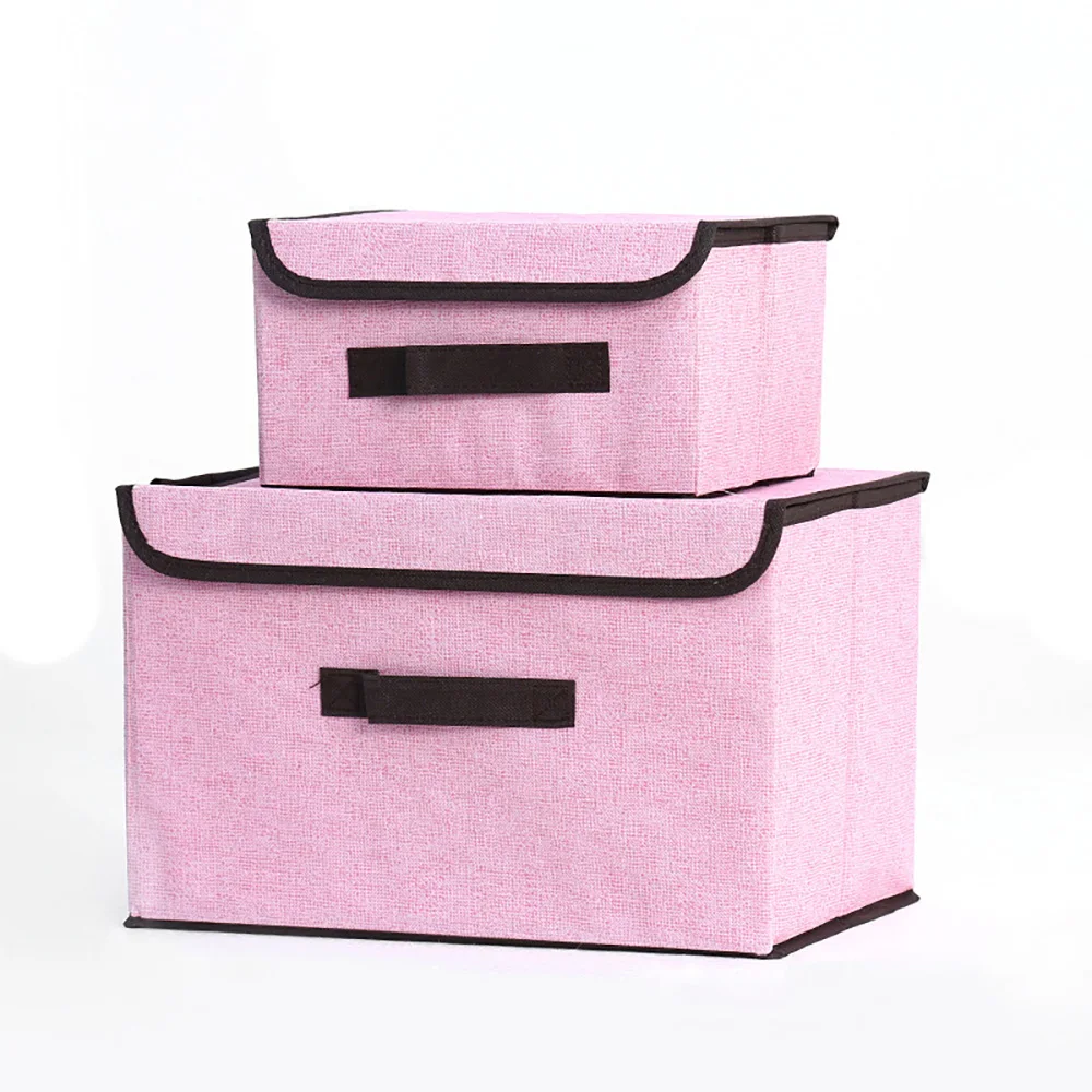 Нетканый тканевый складной ящик для хранения, детский игрушечный органайзер, шкаф для хранения, ящик, пластиковый контейнер, Органайзер - Цвет: Розовый