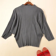 Модные стильные футболки с длинным рукавом, свободные однотонные футболки со стоячим воротником