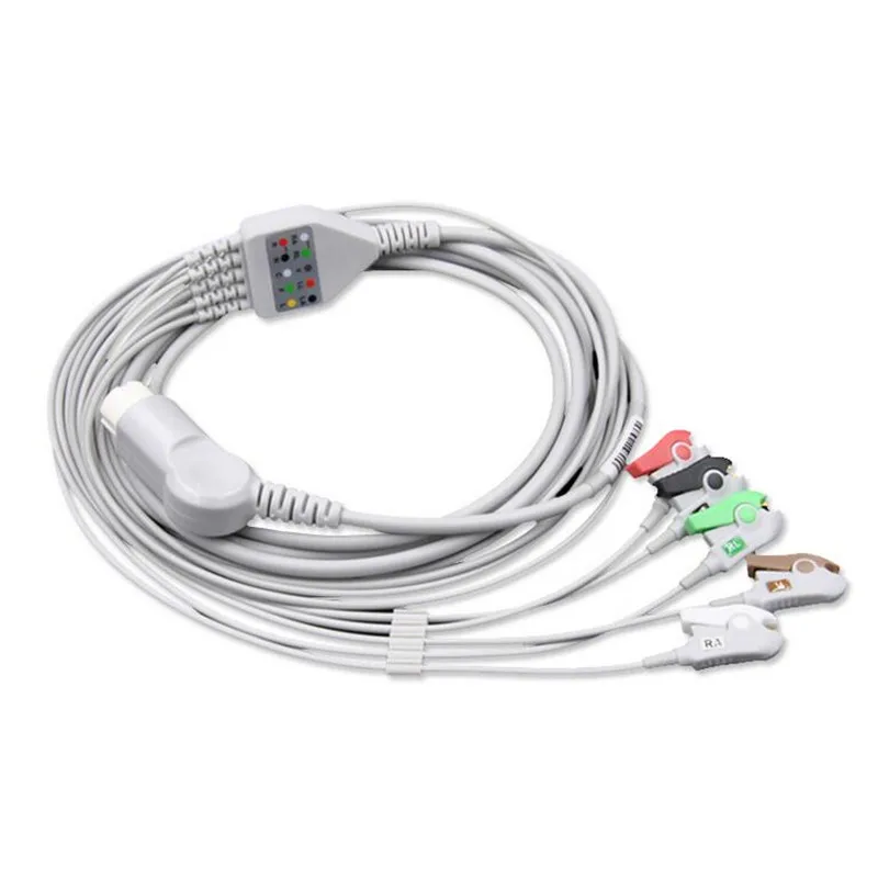 Compatibile Per Philips/Hp 12Pin Mp20/30/Vm6 Monitor Paziente Cavo Ecg One Piece 5 Derivazioni, Cavo Ecg Leadwires Clip End Aha.Tpu