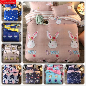 

Rabbit Cartoon Stripe Kids Boy Girl Bedlinens 3/4 pcs Bedding Set 4/5/6 feet Bed Linen Bedsheet Duvet Cover King Queen Twin Size