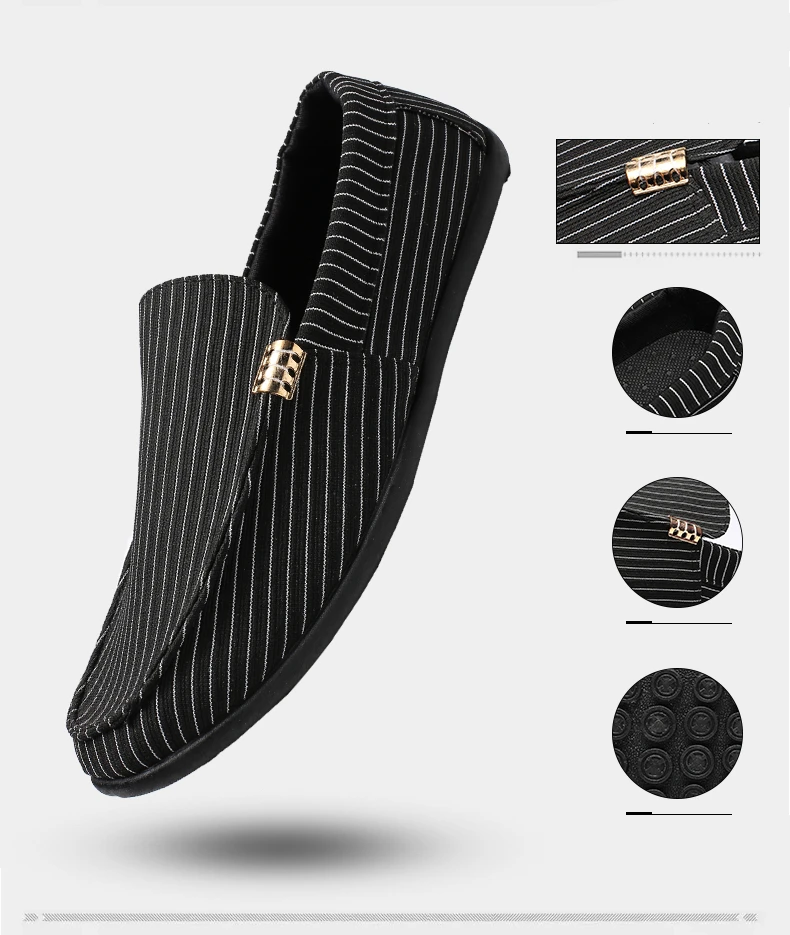 Brand Fashion Shoes Men Casual Fabric Trending Man Leisure Loafers High Top Breathable Male Slip On Boat Drive Canvas (4)