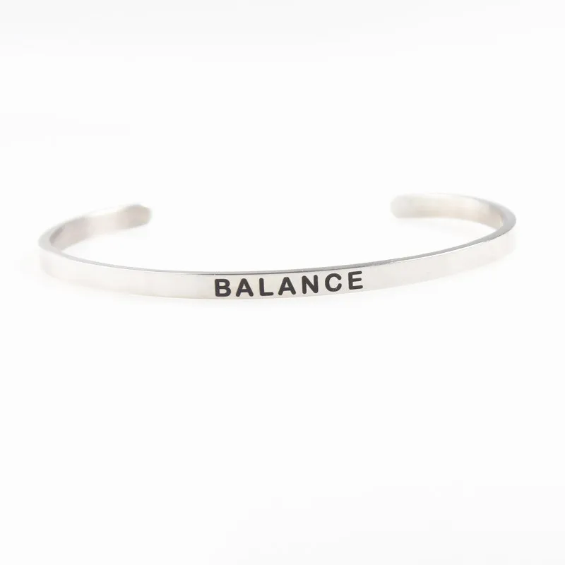 

Drop shipping!316L Stainless Steel Positive Text Bracelets Silver Inspirational Quote Cuff Mantra Bracelet Bangle for women
