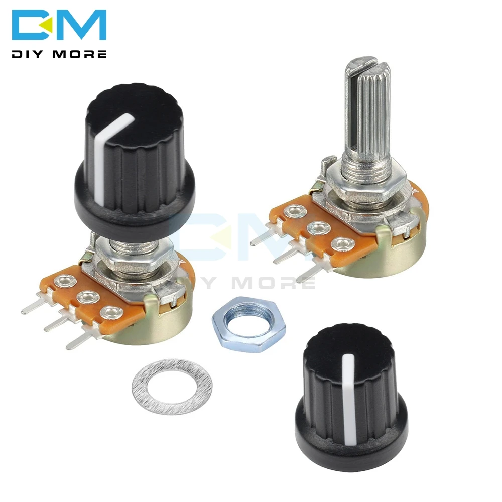 

10PCS Potentiometer Resistor 1K 2K 5K B10K 20K 50K 100K 250K 500K 1M Ohm Linear Taper Rotary Potentiometer Cap Knob For Arduino