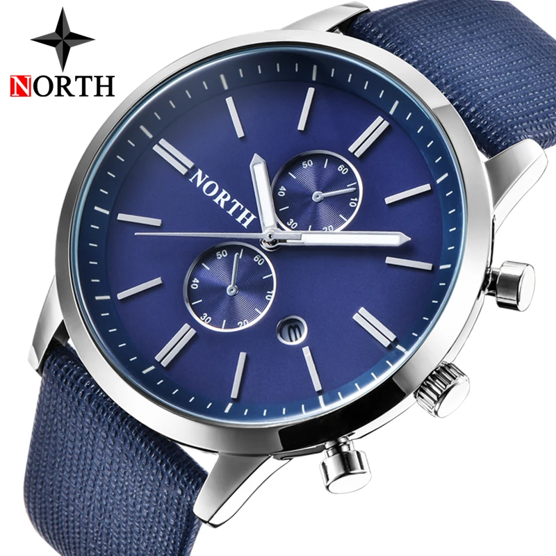 

North Watches Men Luxury Brand Leather Strap Analog Quratz Watch Men Casual Sport Waterproof Military Watches Relogio Masculino