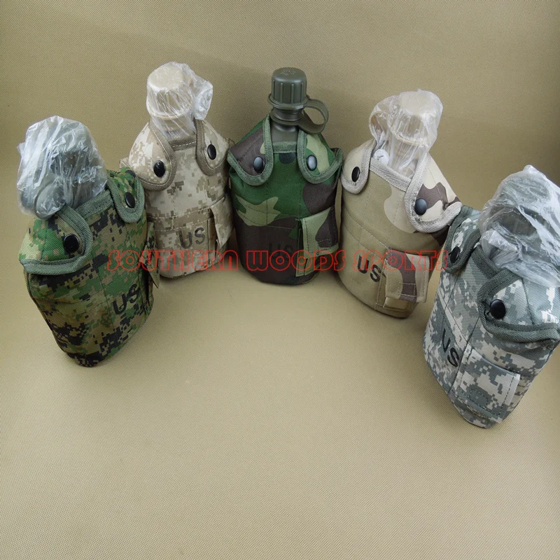1L полимер военный кемпинг столовой воды бутылка чайник нейлон теплый пух мешок +