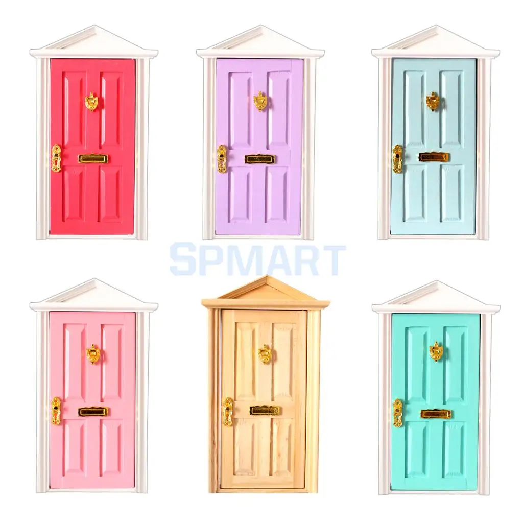 112 Scale Doors for Dolls House Miniature Wooden Steeple top Door with