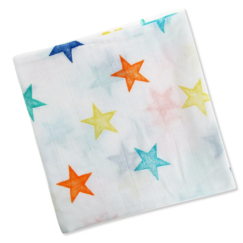 Colored Stars ZOOTime Летнее Детское полотенце из хлопка крутое детское 2 слоя банное полотенце мягкое Пеленальное Одеяло Born Infant марлевые пеленки полотенце дышащее - Цвет: Colored Stars