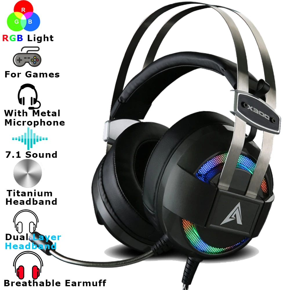 X300 7 1 Звук RGB Универсальный светодиодный светильник Usb игровая гарнитура геймер
