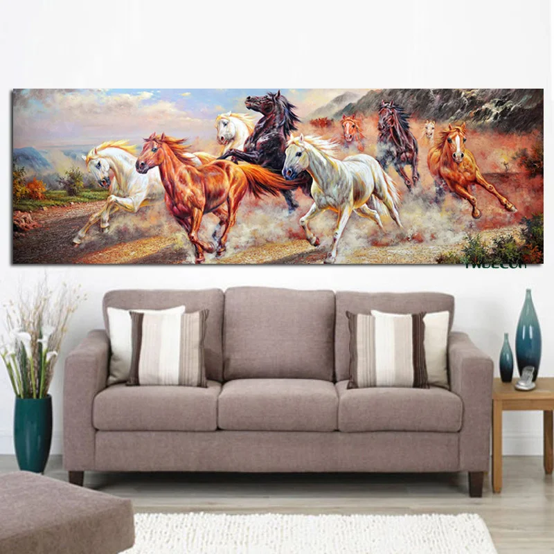 Abstract Nine Running Horse Pop Art Cuadros Canvas Painting& Calligraphy HD Print Poster Modern Wall Pictures For Living Room