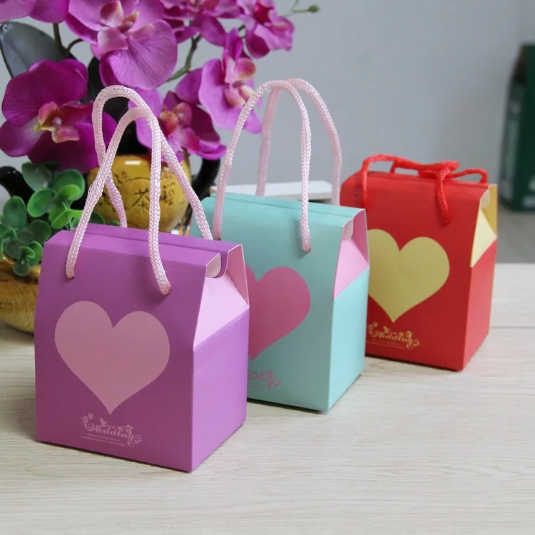

FANLUS 5pcs Wedding Heart Love Chocolate Cookie Candy Bag Gift Box Party Favour