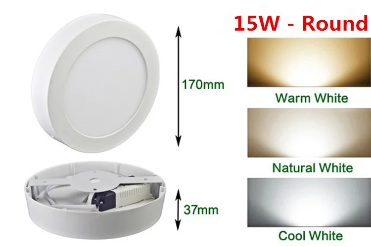 Superfície do Teto Lote Livre!!! Quente Natural Cool White Opcional 9 w 15 25 Ac85-265v Rodada Regulável Montado Levou Downlight 10 Pçs - Dhl 3 10 pçslote DHL Livre!!! quenteNaturalCool White Opcional