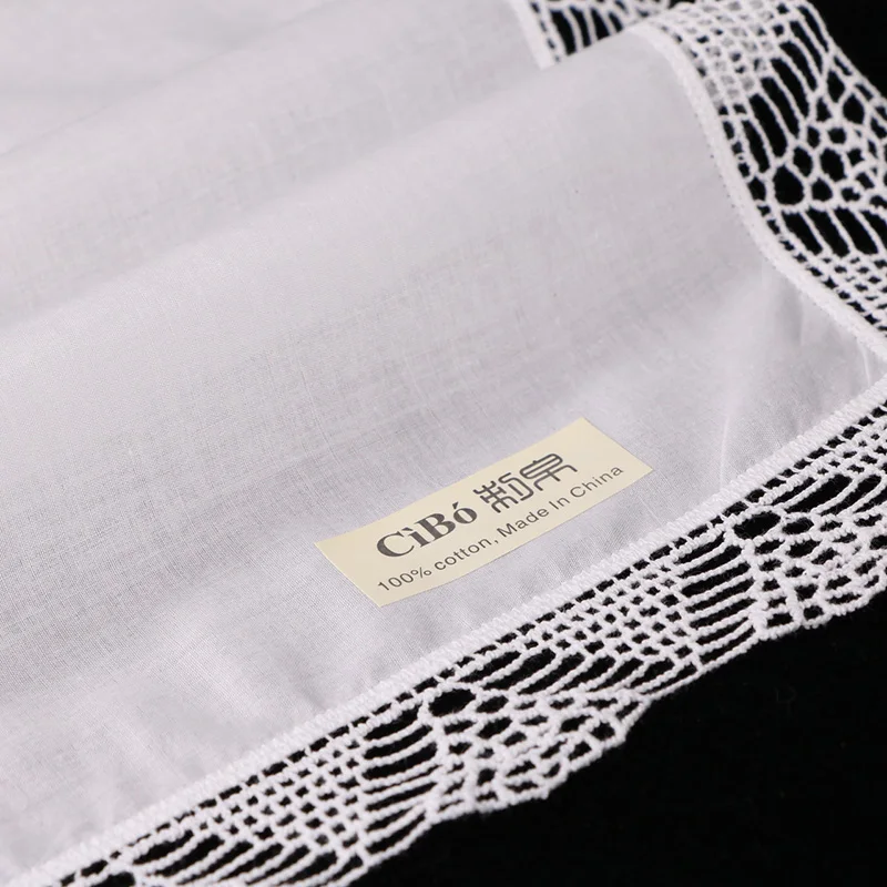  C003: White premium cotton lace handkerchiefs blank crochet hankies for women/ladies wedding gift