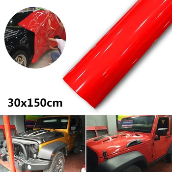 

UV resistant DIY Gloss Red sticker Exterior Decor Decal Film Air Bubble Free Waterproof Anti-fouling Practical